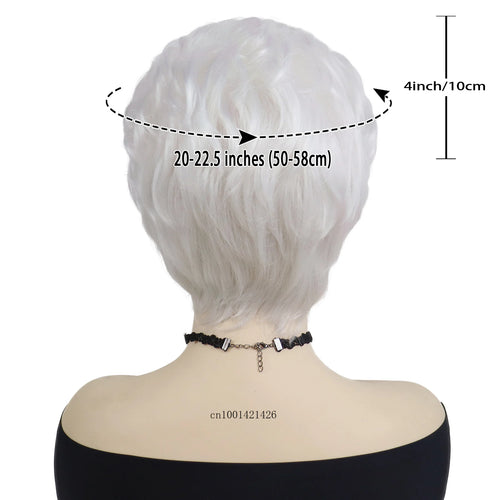 Load image into Gallery viewer, White Wigs for Women Synthetic Hair Short Haircuts with Bangs Mommy Wig Natural Hairstyles Cosplay Wigs Old Lady Costume Party
