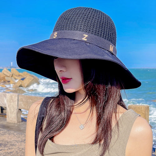 Load image into Gallery viewer, Summer Hats For Women Fashion Letter Design Straw Hat High Quality Sun Protection Sun Hat Travel Beach Hat
