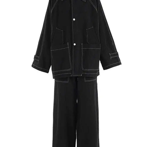 Load image into Gallery viewer, Big Size Denim Jacket Wide Leg Pants Two Piece Suit New Lapel Long Sleeve Women Fashion Tide Spring Autumn 2025 CPG2048
