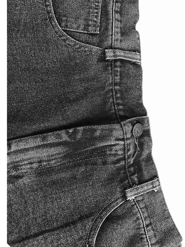 High Elastic Waist Gray Denim Color-block A-line Half-body Skirt Women Fashion Tide New Spring Autumn 2025 1DJ0889