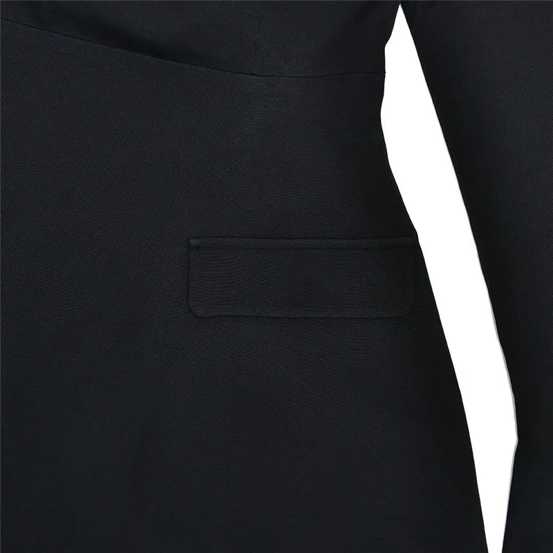 Off-shoulder Long Sleeve Sexy Mini Dress For Women Two Pocket Strapless Backless A-line Club Party Sexy Dress Elegant