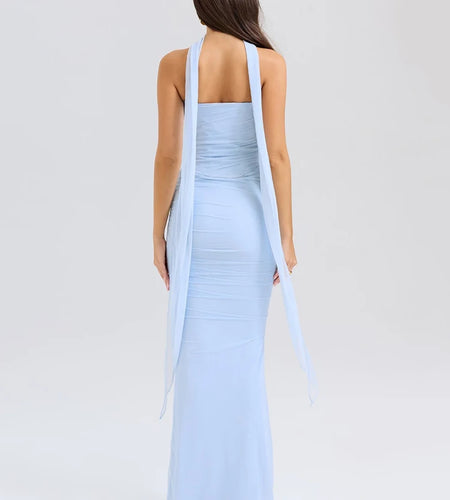 Sexy Two Piece Sets Women Neckerchief Strapless Crop Tops And Maxi Skirt Sets Sexy Club Party Skirt Two Piece Sets