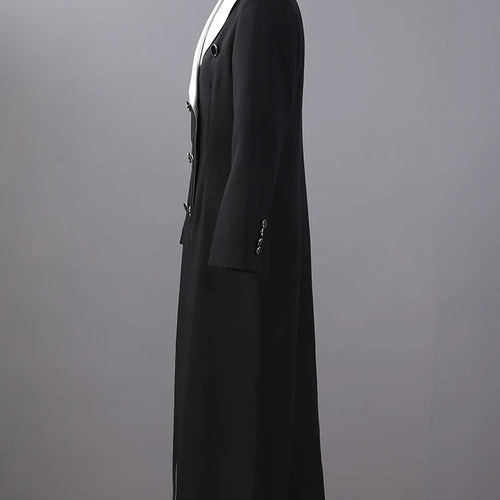 Load image into Gallery viewer, Women Color-block Double Breasted Long Elegant Blazer New Lapel Long Sleeve Jacket Fashion Spring Autumn 2025 7AB6826
