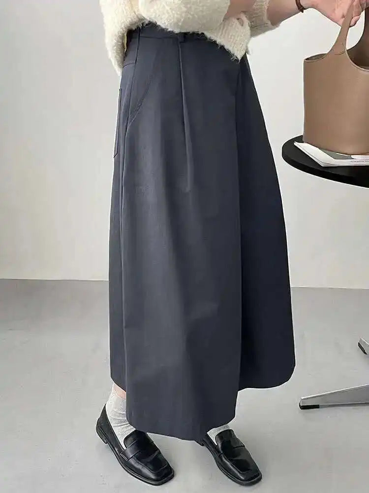 High Waist Apricot A-line Irregular Pleated Elegant Half-body Skirt Women Fashion Tide New Spring Autumn 2025 1DH3802
