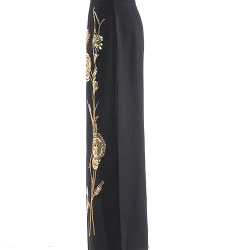 High Elastic Waist Black Three-dimensional Nailed Flower Half-body Skirt Women Fashion Tide New Spring Autumn 2025 1DJ0647