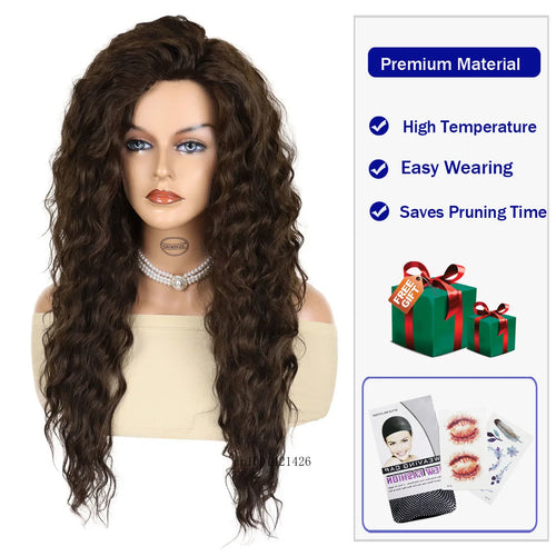 Load image into Gallery viewer, Brown Long Wig Synthetic Hair Casual Wig with Free Part Hairline Fluffy 28 Inch Big Volume Costume Wigs for Women Heat Resistant
