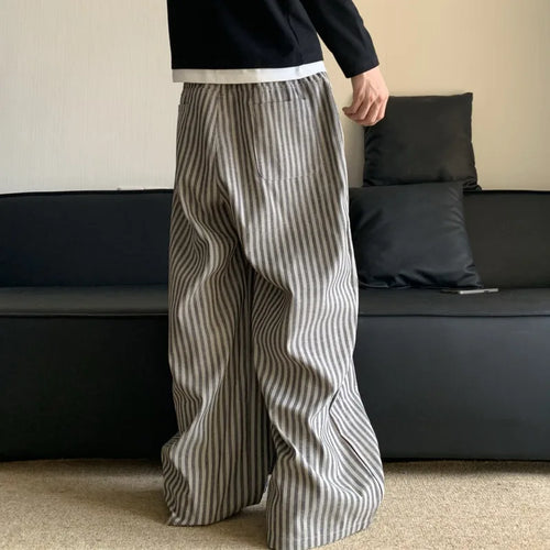 Load image into Gallery viewer, Loose Fit Vertical Stripe Men&#39;s Casual Pants Elastoc Waist American Style Male Fashion Trend 2024 Autumn new 24E2626
