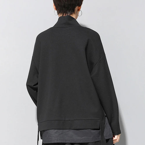 Load image into Gallery viewer, Loose Fit Asymmetrical Big Size Sweatshirt New High Collar Long Sleeve Women Big Size Fashion Spring Autumn 2025 19A-a124
