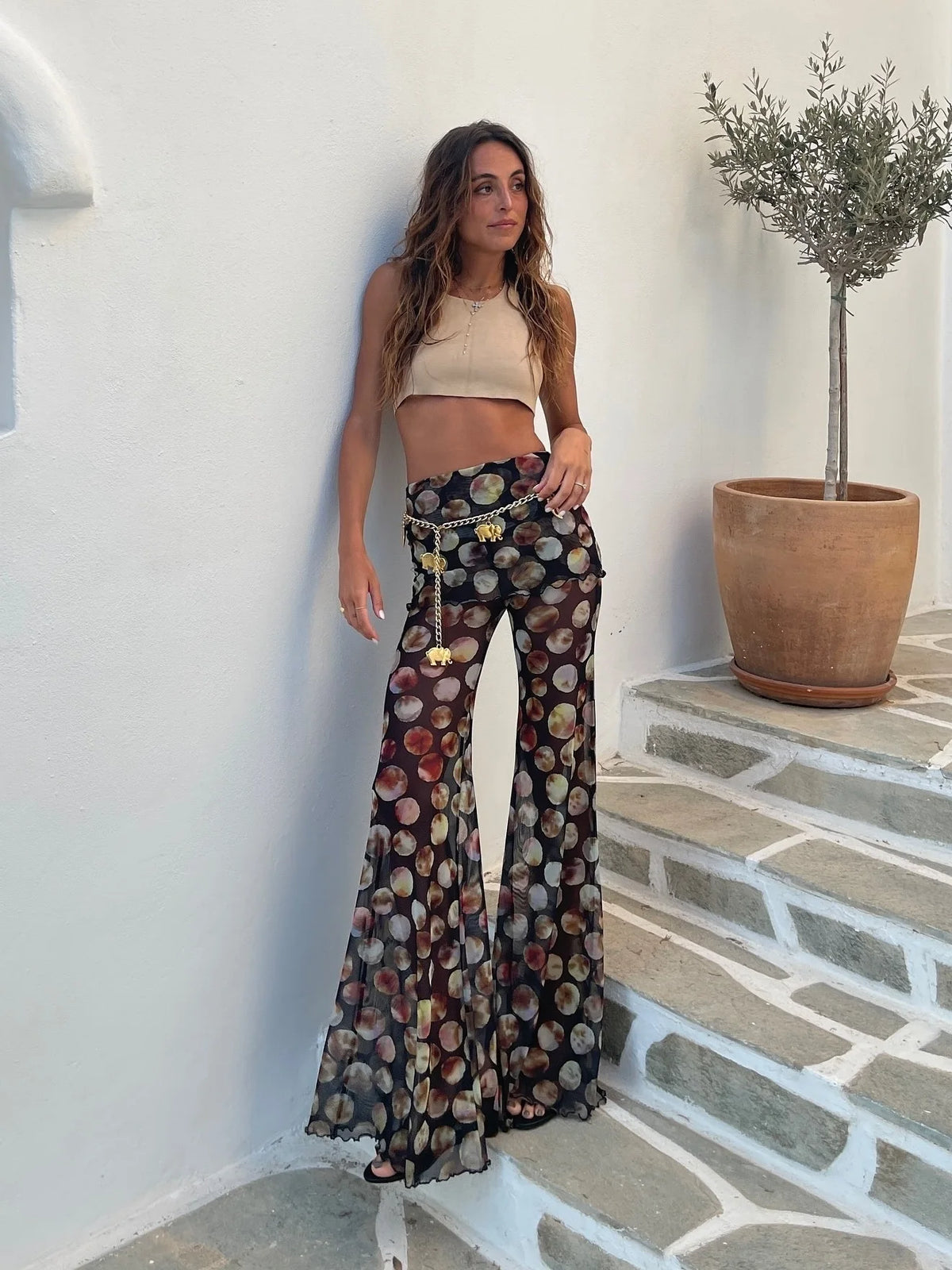 Fashion Loose Leopard Print Flared Pants Women's Pants 2025 Spring/summer New Slim Fit Party Holiday Beach Streetwear