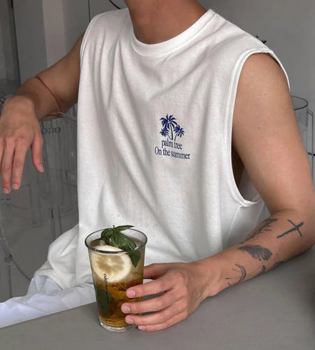 Round Neck Sleeveless T-shirt Men Summer New Fashion Korean Style Loose Vest Trend Sporting Male Tank Top Trend 9C5918