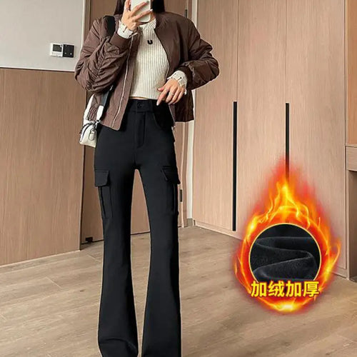 Load image into Gallery viewer, Winter New Women Black Velvet High Waist Pant Grey Office Ladies Korean Fashion Work Trousers Casual New 2024 Simplicity Popular
