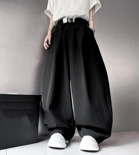 Men's Casual Pants New Korean Style Curved Knife Trendy Solid Color Wide Leg Trendy Male Fashionable Trousers 9W2015