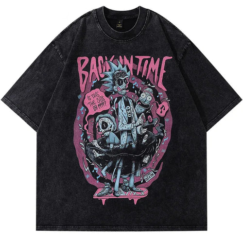 Load image into Gallery viewer, Vintage Tshirt Streetwear Hip Hop Japanese Zombie Anime Cartoon Graphic Print Washed T-Shirt Harajuku Punk Gothic Oversized Tops
