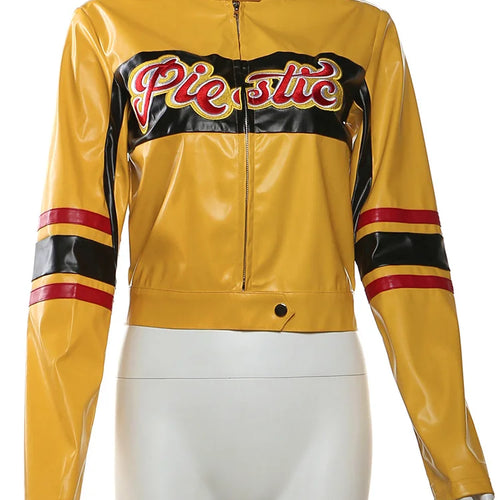 Load image into Gallery viewer, Letter Embroidery Varsity Jacket Women Patchwork Leather Faux Full Sleeve Wild Street Hipster Autumn Zip Uniform Coat
