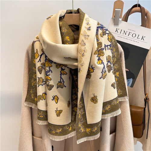 Load image into Gallery viewer, Warm Winter Scarf Cashmere Women Pashmina Design Print Shawls Wrap Female Thick Blanket Soft Bufanda Stoles Fashion
