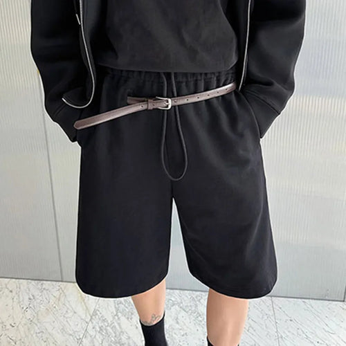 Load image into Gallery viewer, Fashion Summer Men&#39;s Shorts Loose Knitting Drawstring Straight Wide Leg Male Casual Trousers Solid Color Menwear 9C6410
