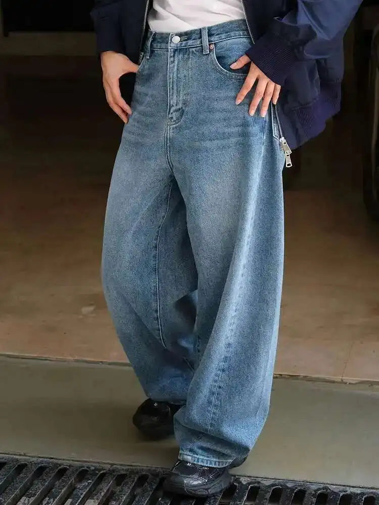 High Waist Blue Denim Long Casual Big Size Wide Leg Jeans New Women Trousers Fashion Tide Spring Autumn 2025 1DH6727