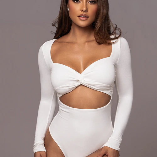 Load image into Gallery viewer, Sexy Long Sleeved Hollowed Out Babysuits Women Elastic Tight Elegant Jumpsuit Female Fashion Skinny Party Club Rompers
