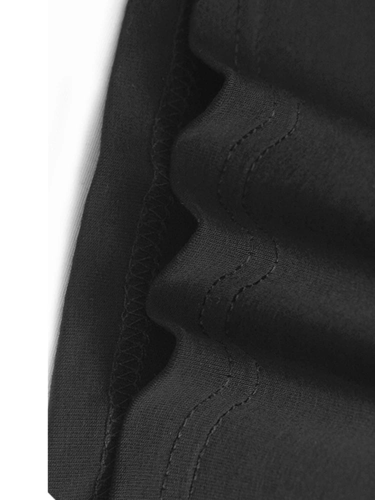 Women Black Dot Printed Spliced Big Size Casual T-shirt New Round Neck Short Sleeve Fashion Spring Summer 2025 1DH9969