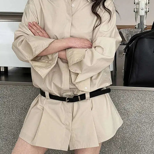 Load image into Gallery viewer, Women White Hem Pleated Elegant Big Size Mini Shirt Dress New Lapel Long Sleeve Fashion Tide Spring Autumn 2025 1DH9552
