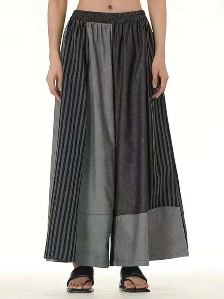 High Waist Blue Striped Denim Long Casual Wide Leg Jeans New Women Trousers Fashion Tide Spring Autumn 2025 1DJ0273