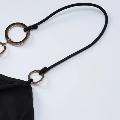 Load image into Gallery viewer, Strapless Metal Ring Cut Out Maxi Dress Women Black Halter Low Cut Backless Hollow Out Bodycon Sexy Party Long Dress
