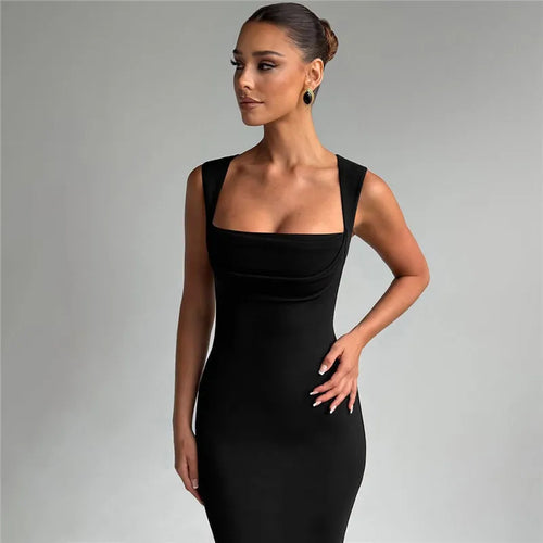 Load image into Gallery viewer, Square Collar Sleeveless Sexy Maxi Dress For Woman Fashion Spring Summer New High Waist Bodycon Club Party Long Dress

