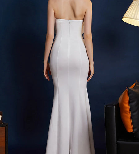 Solid Spliced Bowknot Slimming Dresses For Women Strapless Sleeveless High Waist Temperamnet Dress Female Fashion