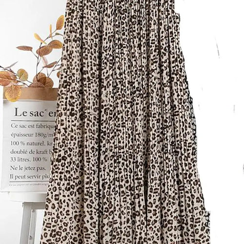 Load image into Gallery viewer, Woman Elegant Pleated Skirt 2023 Summer New Vintage Leopard Print Slim Versatile High Waist Female A-line Skirts Korean Fashion
