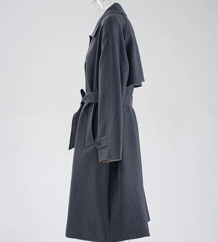 Women Green Belted Elegant Big Size Long Trench New Lapel Long Sleeve Windbreaker Fashion Tide Spring Autumn 2025 CPG1795