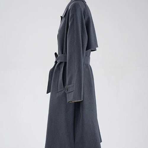 Load image into Gallery viewer, Women Green Belted Elegant Big Size Long Trench New Lapel Long Sleeve Windbreaker Fashion Tide Spring Autumn 2025 CPG1795
