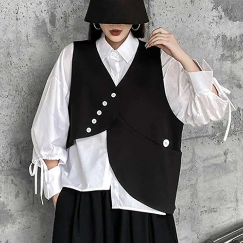 Load image into Gallery viewer, Big Size Vest Shirt Wide Leg Pants Three Piece Suit New Lapel Long Sleeve Women Fashion Tide Spring Autumn 2025 1DH5373
