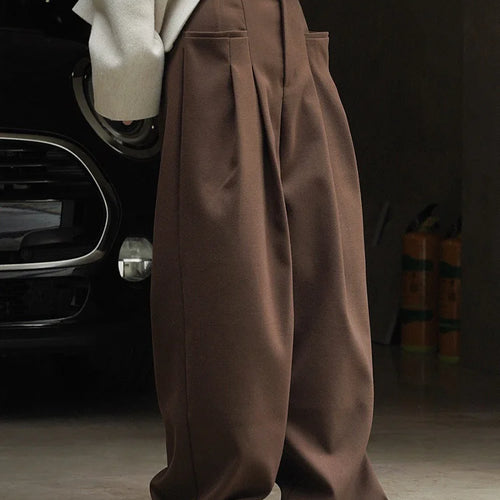 Load image into Gallery viewer, High Waist Brown Pleated Casual Long Wide Leg Pants New Loose Fit Trousers Women Fashion Tide Spring Autumn 2025 1DF4423
