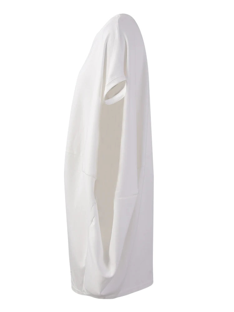 Women Black White Brief Big Size Casual Mini Dress New Round Neck Short Sleeve Fashion Tide Spring Summer 2025 1DH5840