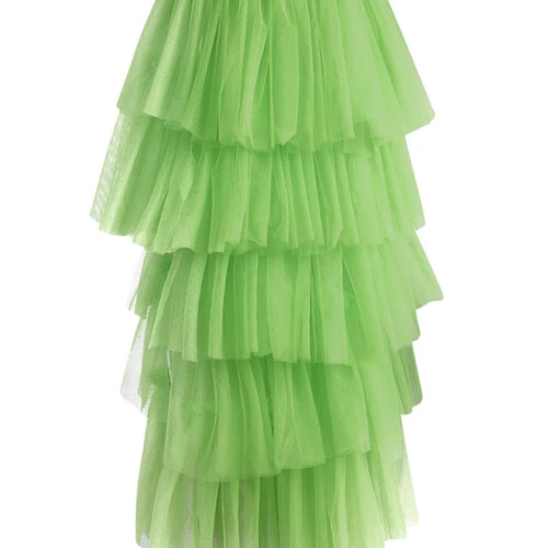 Load image into Gallery viewer, High Elastic Waist Green Mesh Layers Irregular Cake Half-body Skirt Women Fashion Tide New Spring Autumn 2025 CPG3074
