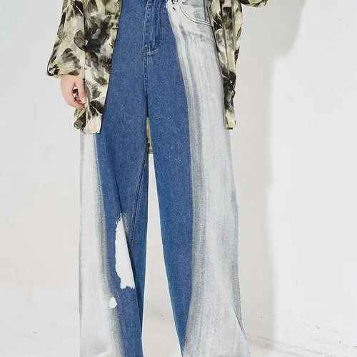 Load image into Gallery viewer, High Waist Blue Denim Gradual Color Casual Long Wide Leg Jeans New Women Trousers Fashion Tide Spring Autumn 2025 1DH4937
