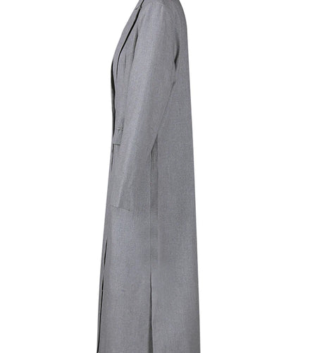 Women Gray Single Breasted Big Size Long Blazer New Lapel Long Sleeve Jacket Fashion Tide Spring Autumn 2025 1LD2132