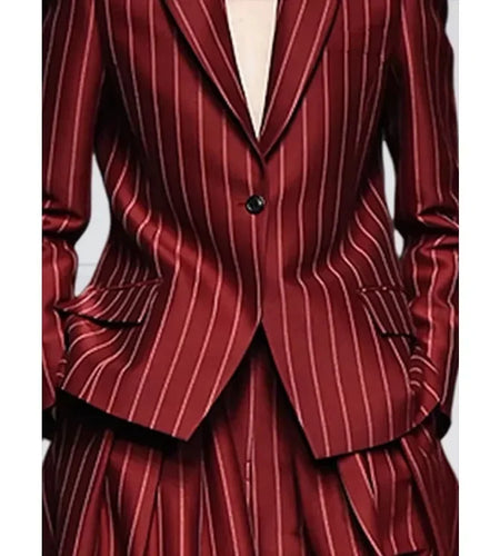 Winter Clothes Trendy Suits Blazer Coat for Women 2024 Autumn Long Sleeves Striped Women's England Jacket Outerwears