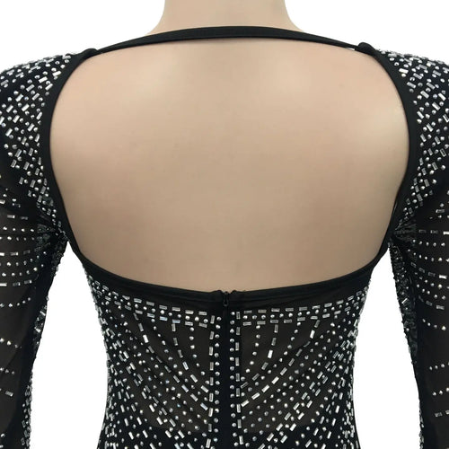 Load image into Gallery viewer, Glitter Mesh See Through Party Maxi Dress For Women Fashion Full Sleeve Bodycon Sexy Club Long Evening Dress Vestido
