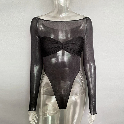 Load image into Gallery viewer, See Through Mesh Crop Top Women Pullovers Strapless Short Knit Cropped Tops Ladies Tee Shirt Sexy Off-shoulder T-shirt
