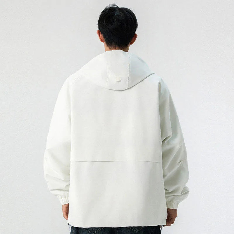 American Style Male Jackets Spring New Hooded Drawstring Reversible Jacket Solid Color Men's Coats Streetwear Spring 9W1240