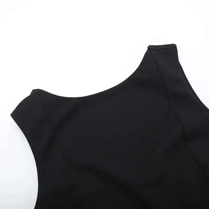 Elegant Backless Mini Tank Dress For Women Fashion Black O Neck Sleeveless Club Party A-line Basics Sexy Dress New