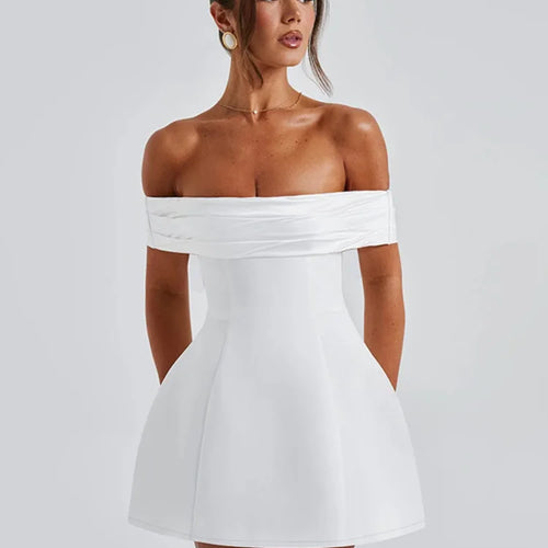 Load image into Gallery viewer, Off-shoulder Backless Sexy Mini Dress For Women Fashion Strapless Sleeveless High Waist A-line Club Party Dress Elegant
