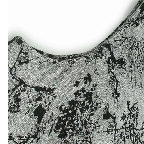 Load image into Gallery viewer, Women Gray Printed Vintage Hem Pleated Big Size Vest Dress New Round Neck Sleeveless Fashion Spring Autumn 2025 1DH9454
