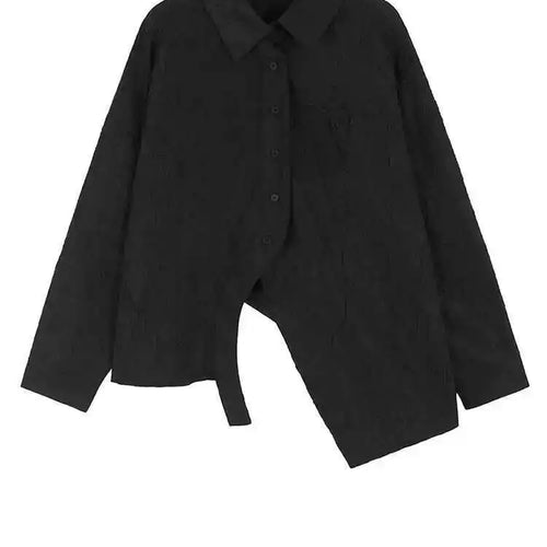 Load image into Gallery viewer, Women White Printed Irregular Big Size Pleated Blouse New Lapel Long Sleeve Shirt Fashion Tide Spring Autumn 2025 1DH8639
