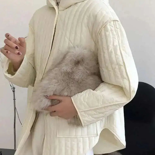 Load image into Gallery viewer, Hooded Beige Big Size Cotton-padded Coat Long Sleeve Loose Fit Women Parkas Fashion Tide New Autumn Winter 2025 1DH3820
