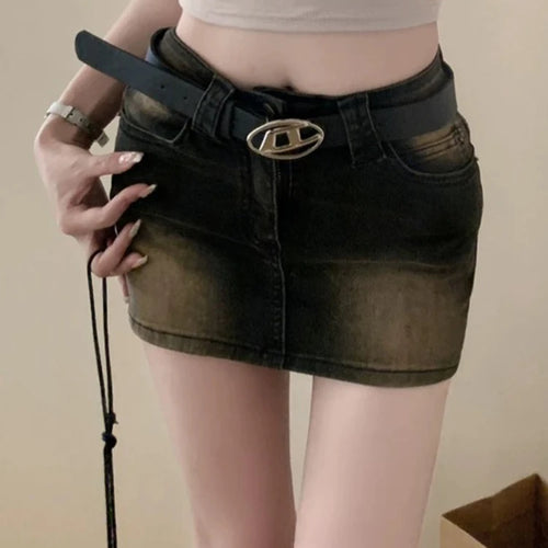 Load image into Gallery viewer, Summer Vintage Washed Sexy Women Mini Skirts Korean Fashion Casual Simple Chicly High Waist Slim XS-XL Female Jean Y2K Skirt
