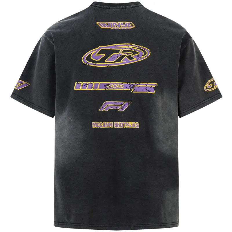 Vintage T-Shirts Grunge Y2K Graphic Printed Tie Dye Washed Tshirt Men Hip Hop Punk Gothic Streetwear Harajuku Casual Cotton Tops