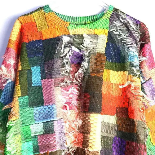 Load image into Gallery viewer, Orange Tassels Big Size Knitting Sweater Round Neck Long Sleeve Women Pullovers New Fashion Spring Autumn 2025 1DH8490
