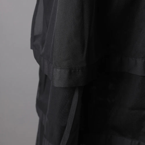 Load image into Gallery viewer, Women Black Layers Mesh Big Size Midi Vest Shirt Dress New Lapel Sleeveless Fashion Tide Spring Summer 2025 1DH9472
